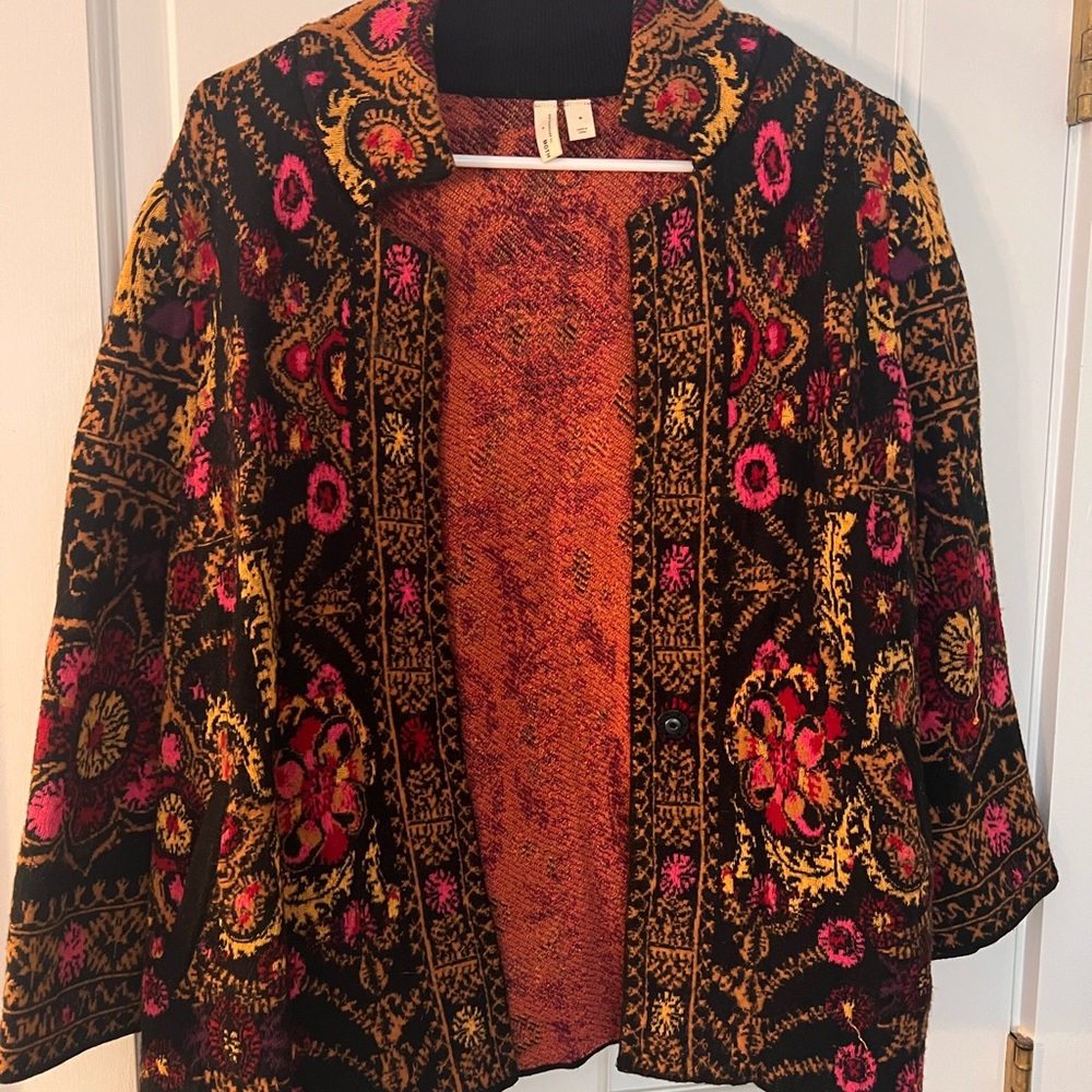 Anthropologie Moth Floral Sweater Jacket